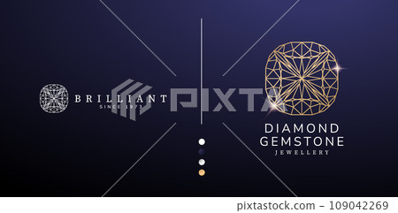 Vector illustration Diamond Jewelry logo designs or Luxury golden diamond symbols isolated backgrounds for Branding and identity design, corporate mark logotype, Conceptual identity designs company 109042269