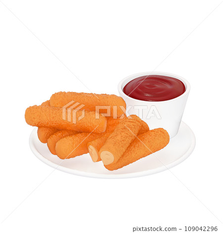 fast food menu 3d clipart, Fried Cheese and dipping sauces on a transparent background. 3d rendering fast food menu 3d clipart, Fried Cheese and dipping sauces on a transparent background. 3d rendering 109042296