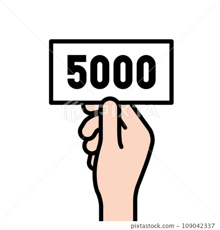 拿著錢和點的手的插圖素材 109042337
