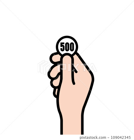 拿著錢和點的手的插圖素材 109042345