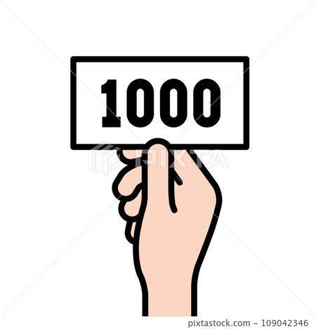 拿著錢和點的手的插圖素材 109042346