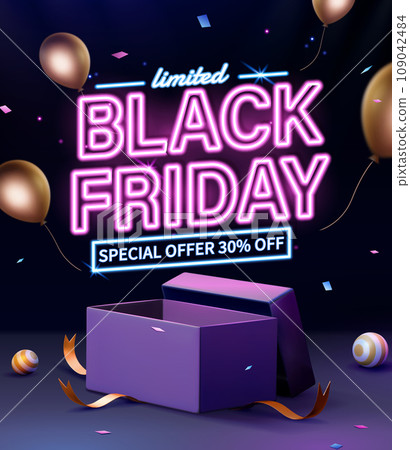 3D neon Black Friday sale poster 109042484