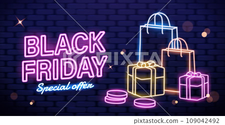 Neon sign Black Friday sale banner 109042492