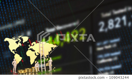 The Business man and world map 3d rendering. The Business man and world map 3d rendering. 109043244