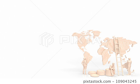 The Business man and world map 3d rendering. The Business man and world map 3d rendering. 109043245