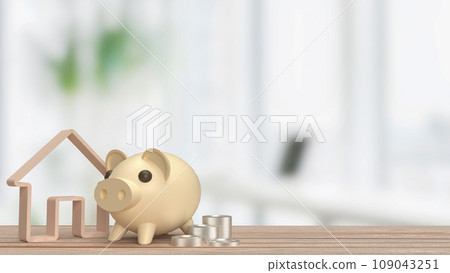 The Piggy Bank and House for earn or saving money concept 3d rendering 109043251