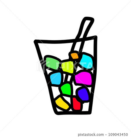 Ice cubes of various colors in a clear glass. Ice cubes of various colors in a clear glass. 109043450