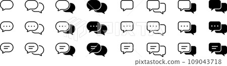 圓形和方形查詢和聊天語音氣泡圖示集 圓形和方形查詢和聊天語音氣泡圖示集 109043718
