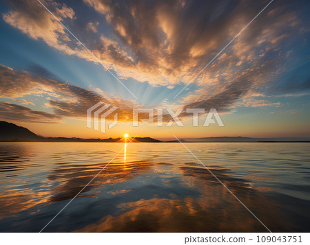 AI 生成的海上日出景色 109043751