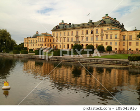 Cream-colored panoramic view of Drottningholm Palace Cream-colored panoramic view of Drottningholm Palace 109043910