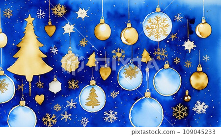 藍色和金色聖誕背景 藍色和金色聖誕背景 109045233