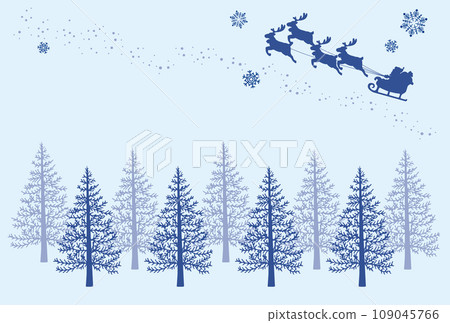 Fir tree and Santa Claus silhouette blue 109045766