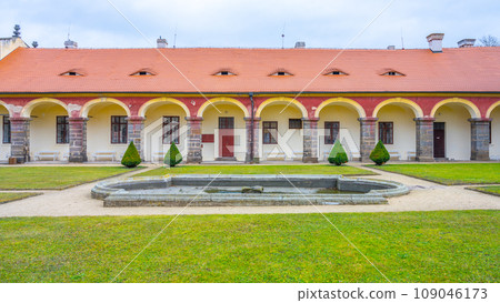 Libochovice Chateau - baroque historical building with beautiful park located in Central Bohemian Uplands, Czech: Ceske stredohori, Czech Republic 109046173