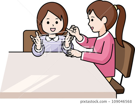 兩個女孩玩搖籃 109046568