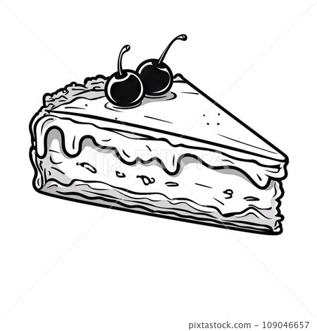 Cake Slice Doodle Sketch, Slice of Pie, Hand Drawn Piece of Cake Cartoon Isolated on White Cake Slice Doodle Sketch, Slice of Pie, Hand Drawn Piece of Cake Cartoon Isolated on White 109046657