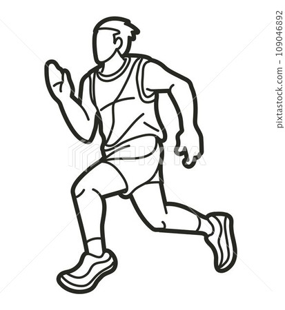 Running Action Movement Marathon Runner A Man Start Running Cartoon Sport Graphic Vector 109046892