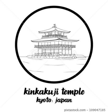 Circle Icon line Kinkakuji Temple. vector illustration 109047185