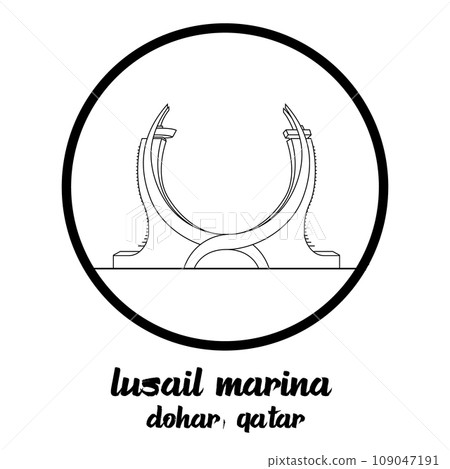 Circle Icon line Lusail Marina. vector illustration 109047191