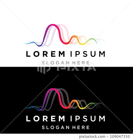 Rainbow pulse line sound wave logo vector icon design Rainbow pulse line sound wave logo vector icon design 109047350