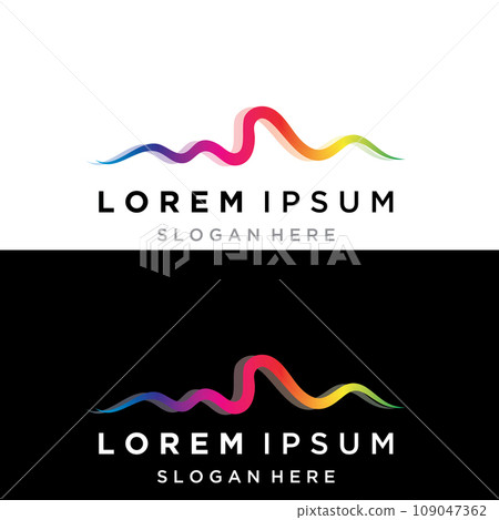 Rainbow pulse line sound wave  logo vector icon design 109047362