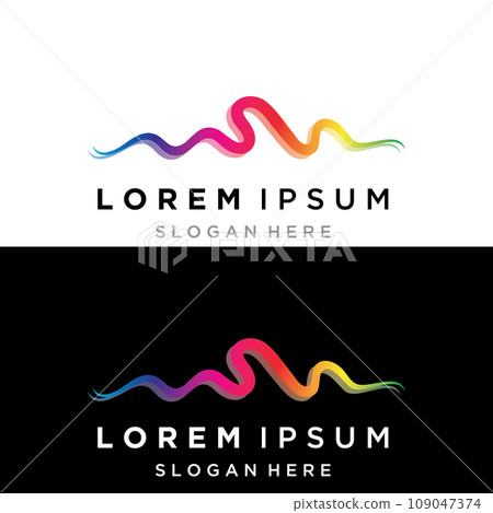 Rainbow pulse line sound wave logo vector icon design Rainbow pulse line sound wave logo vector icon design 109047374