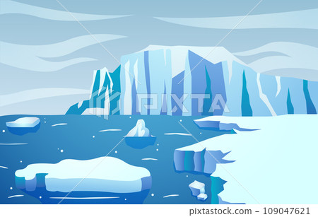 Antarctica scene . Flat design . Vector . 109047621
