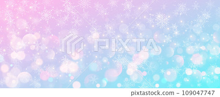 Christmas snowy background. Cold pink blue winter sky. Vector ice blizzard on gradient texture with bokeh and flakes. Festive new year theme for season sale wallpaper. Christmas snowy background. Cold pink blue winter sky. Vector ice blizzard on gradient texture with bokeh and flakes. Festive new year theme for season sale wallpaper. 109047747