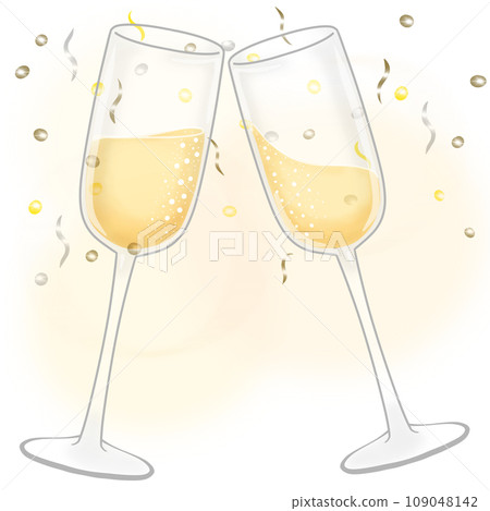 Champagne glasses with confetti in the background illustration, png 109048142