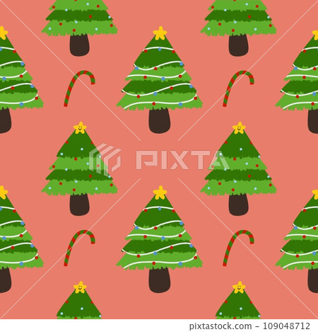 Christmas tree and candy background 109048712