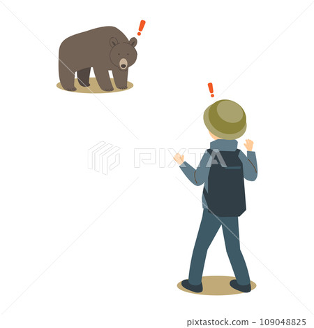 Illustration of a person who met a bear Illustration of a person who met a bear 109048825