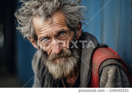 Homeless people close-up on city streets 109049201