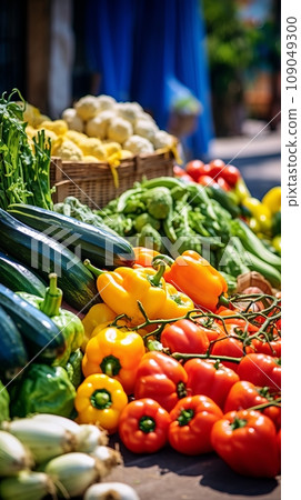 Seasonal vegetables at a street outdoor market 109049300