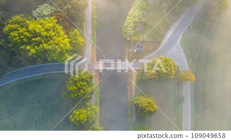 Sun-Kissed Crossroads in Misty Grove Sun-Kissed Crossroads in Misty Grove 109049658
