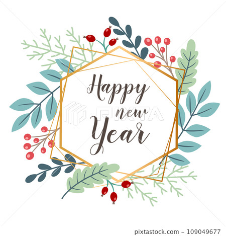 Christmas floral frame with evergreen plants and leaves. Christmas floral frame with evergreen plants and leaves. 109049677