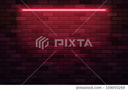 red neon lamp brick wall dark backdrop 109050260