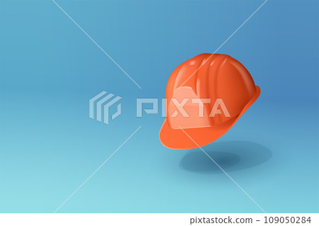 an orange building helmet flying on blue 109050284