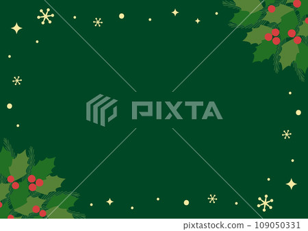 Holly Christmas frame background green 109050331