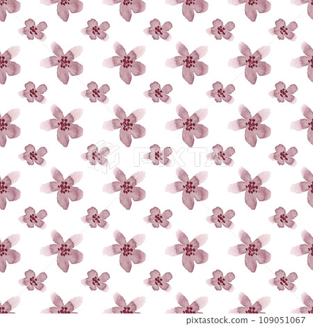 Wildflowers. Pink little buds. Watercolor seamless pattern. Ideal for textiles, wallpaper and other decor Wildflowers. Pink little buds. Watercolor seamless pattern. Ideal for textiles, wallpaper and other decor 109051067