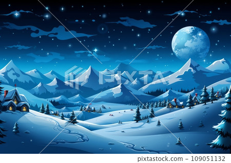 Beautiful White Snowflakes Falling Gracefully Against the Serene Night Sky in Winter Beautiful White Snowflakes Falling Gracefully Against the Serene Night Sky in Winter 109051132