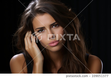 Stunning Studio Portrait of an Exquisite and Captivating Female Model with Impeccable Beauty Stunning Studio Portrait of an Exquisite and Captivating Female Model with Impeccable Beauty 109051377