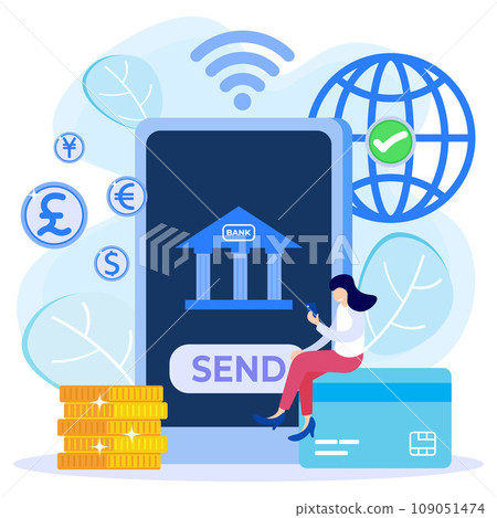 Illustration vector graphic cartoon character of mobile banking Illustration vector graphic cartoon character of mobile banking 109051474