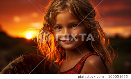 portrait of a young surfer on the background of sunset portrait of a young surfer on the background of sunset 109051655