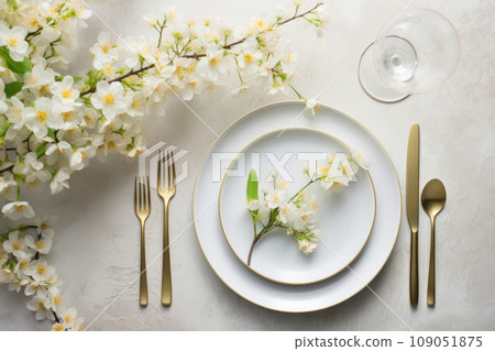 Spring table setting ,Holidays background with copy space 109051875