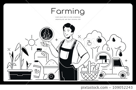 Farming - modern line design style banner Farming - modern line design style banner 109052243