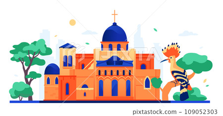 Israel national cathedral - modern colored vector illustration Israel national cathedral - modern colored vector illustration 109052303
