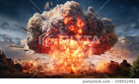 巨大爆炸的火焰和煙霧:人工智慧的工作 巨大爆炸的火焰和煙霧:人工智慧的工作 109052461