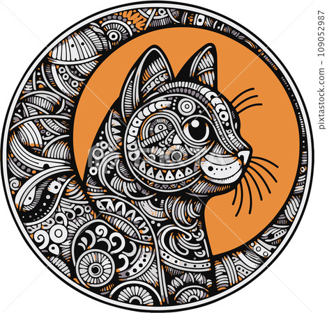 Illustration of a cat that can be used as an icon Illustration of a cat that can be used as an icon 109052987