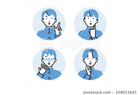 Person Junior high school boy icon set with questionable expression Person Junior high school boy icon set with questionable expression 109053685