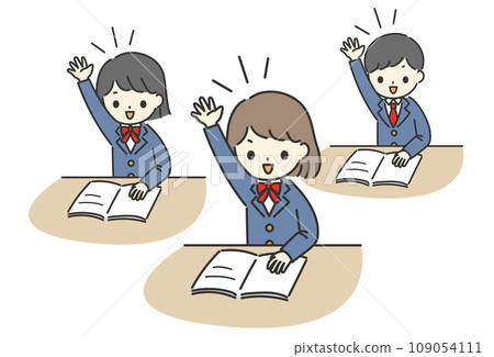 女學生舉手_課堂場景 109054111