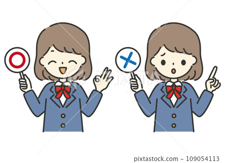女學生用全頭做手勢的插圖 109054113